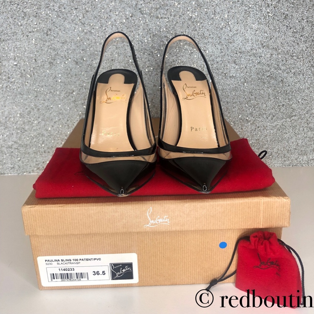 Christian Louboutin Paulina Patent & PVC Slingback - Picture 4 of 7